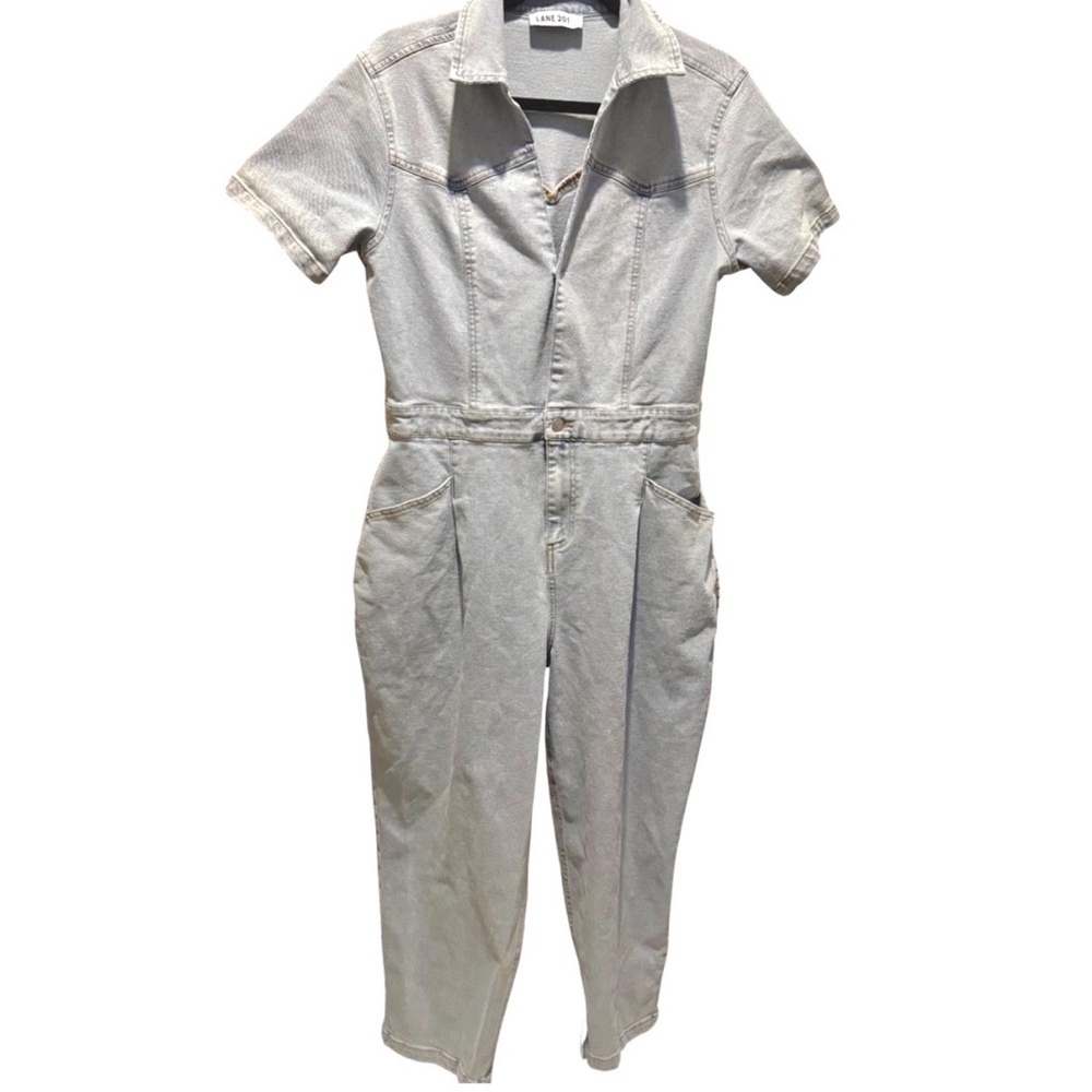 Lane 201 Gray Denim Boiler Suit Jumpsuit Women’s Large